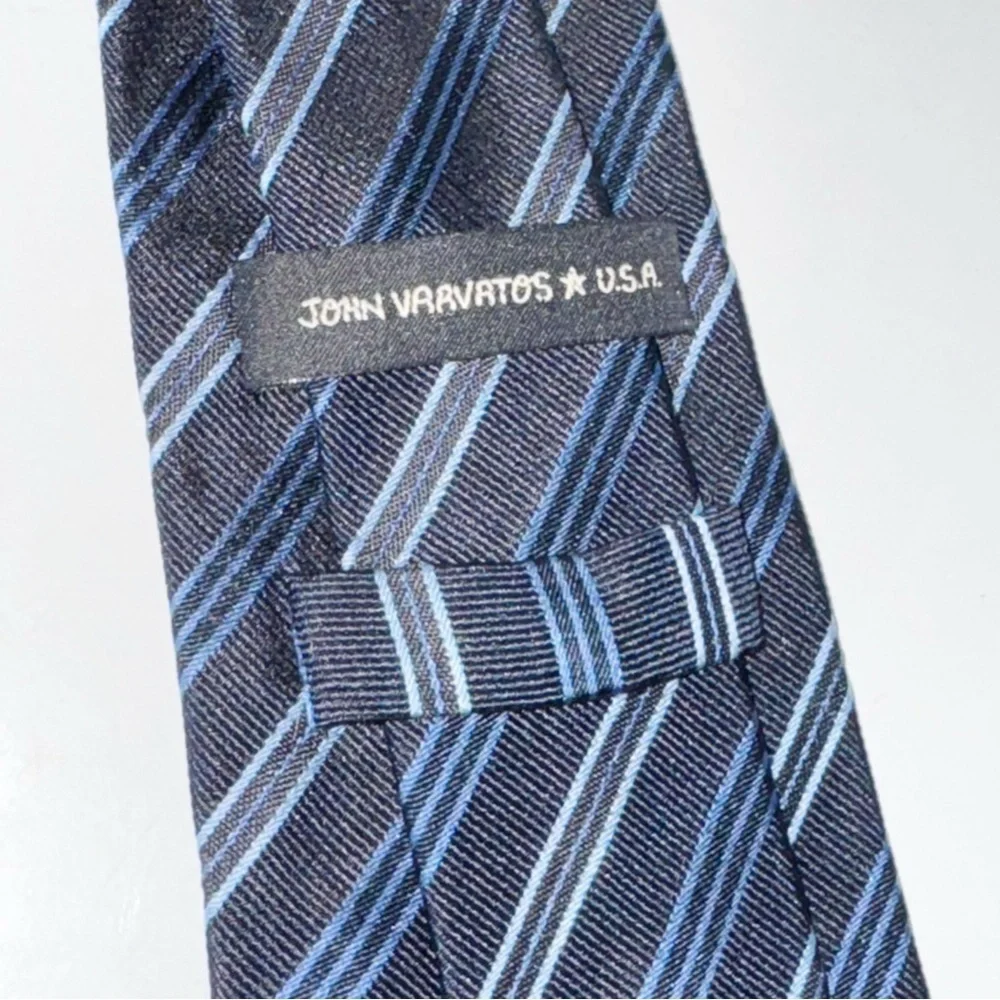 John Varvatos Navy Stripe Silk Tie